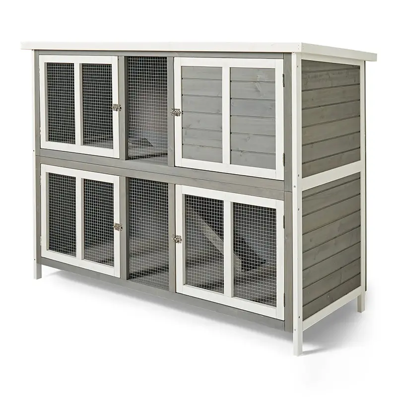 Pets At Home Bluebell Guinea Pig And Rabbit Hideaway Hutch Grey & White 5Ft