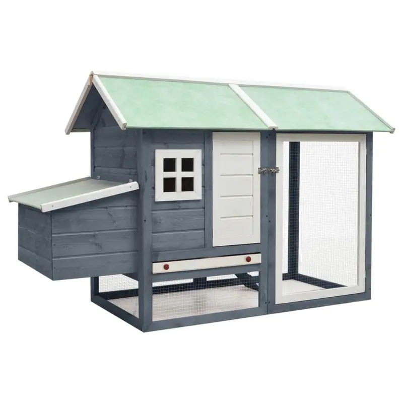 Vidaxl Grey Chicken Cage 170X81x110cm Solid Pine & Fir Wood Pet Rabbit Cage Small