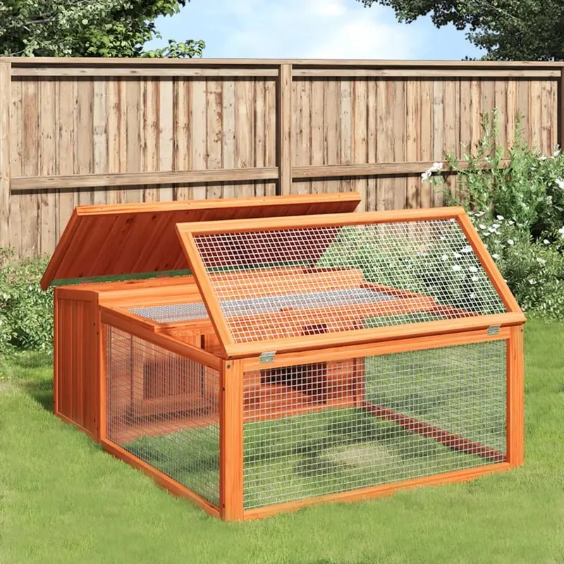 Berkfield Home Unisex Brown Rabbit Hutch 117.5X97x47.5 Cm Solid Wood Pine