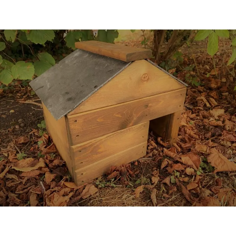 Hedgehog Hibernation Shelter Solid Wood Habitat Nest Box House Predator Proof