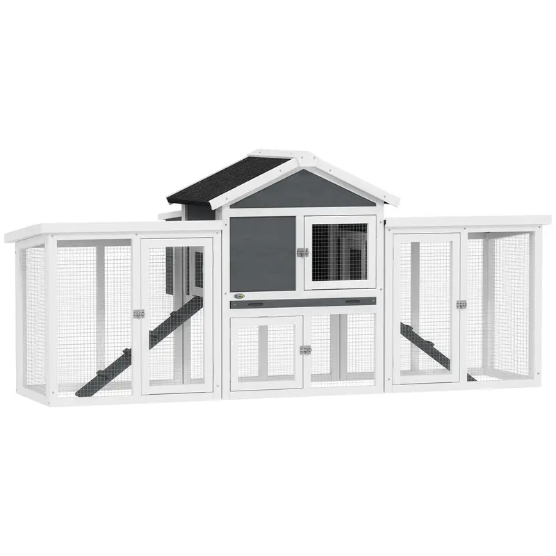 PawHut Wood Chicken Coop Hens Cage Poultry House with Nesting Boxes Run  | TJ Hughes