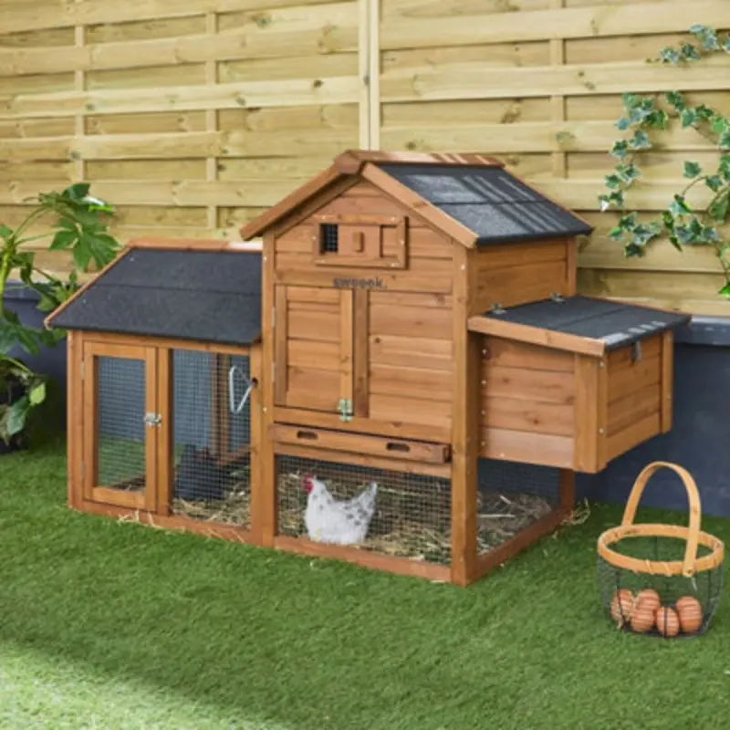 Sweeek Wooden Chicken Coop For Chickens With Nesting Box Natural Size 3