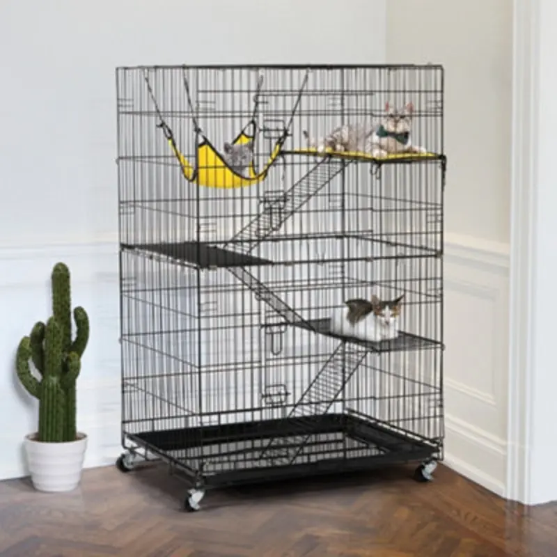 Yaheetech Black Metal Animal Cage With Wheels Small