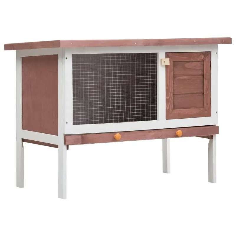 Berkfield Home Unisex Brown Outdoor Rabbit Hutch 1 Layer Wood