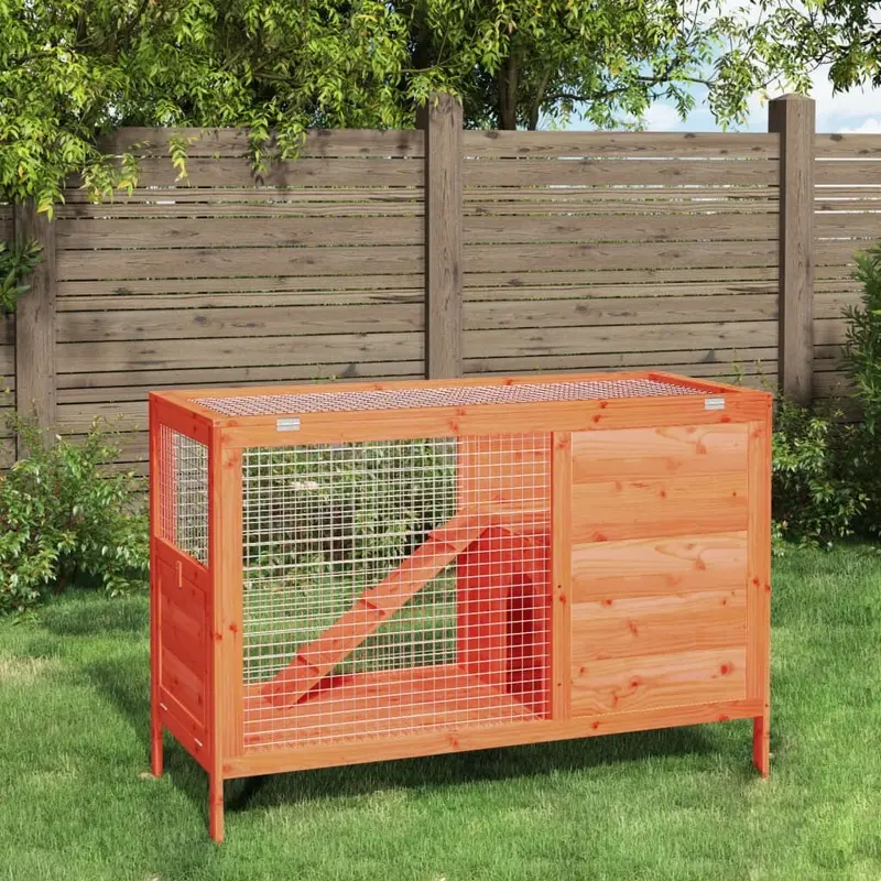 Berkfield Home Unisex Brown Rabbit Hutch 103X44x69.5 Cm Solid Wood Pine