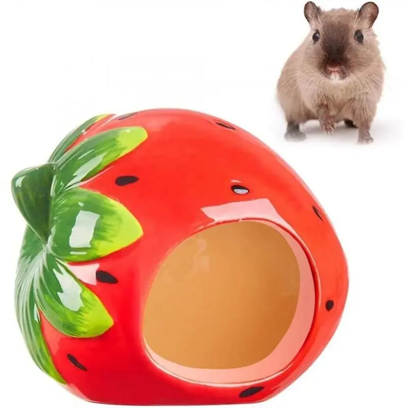 Hkhbjs Ceramic Animal Hiding Place For Pets, Strawberry Shape Small