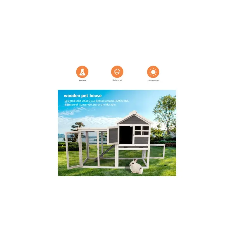 Deluxe Wooden Chicken Coop Hen House Rabbit Wood Hutch Poultry Cage Habitat