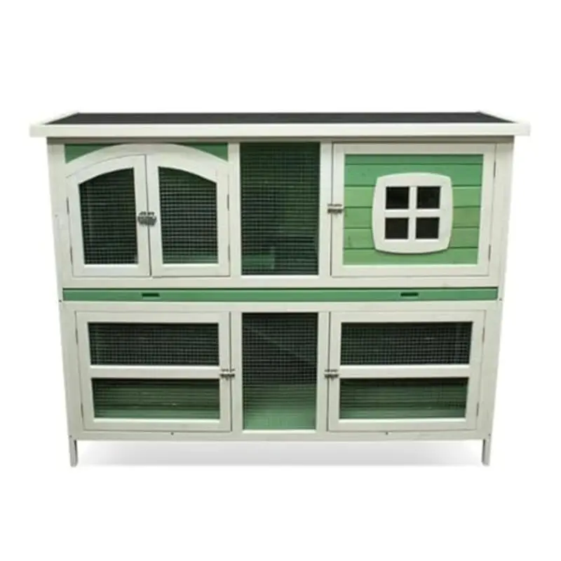 Harrisons Rabbit Hutch Buttermere Double Height Hutch Sage Green 150x60x116cm