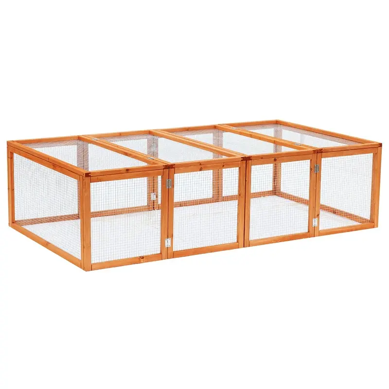 Pawhut Rabbit Hutch W/ Mesh Wire, 181Lx100Wx 48H cm-Wood   Aosom UK