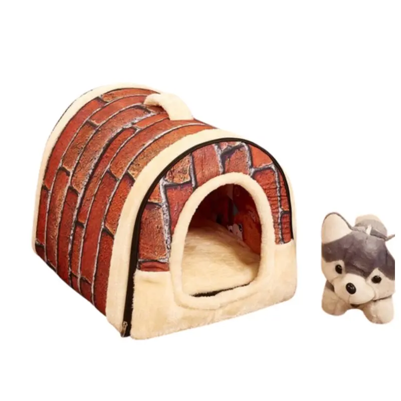 Greenzech (Coffee, 35X30x28cm) Pet House Bed For Animals Small