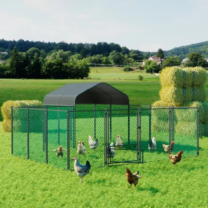 New Bingopaw Walk-In Chicken Coop Run Metal Hen House Poultry Duck Fence Large