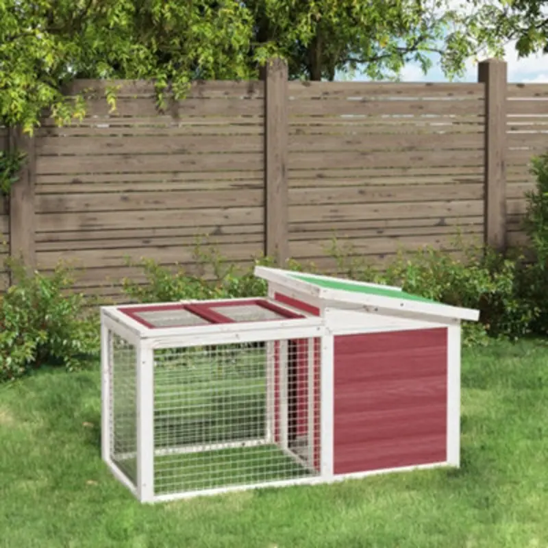 Walplus Grain Rabbit Hutch Mocha 100.5X54x55 Cm Solid Wood Pine Small