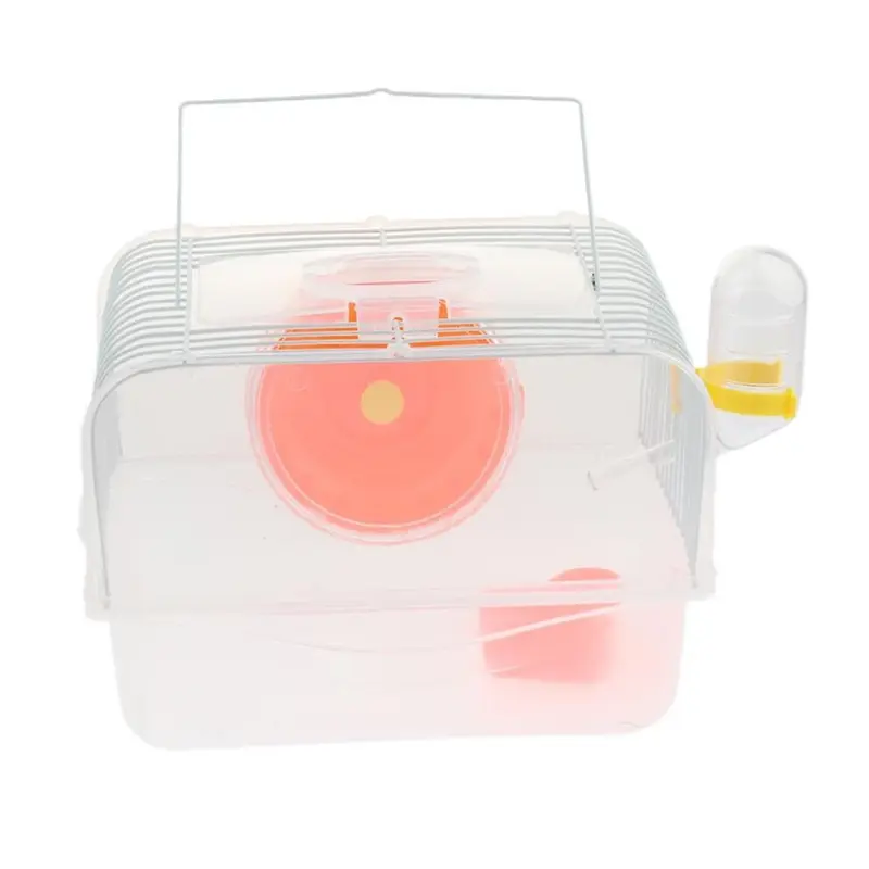 Yellow Portable Pet Hamster Cage Guinea Pig Gerbils Mice House With Heel Small