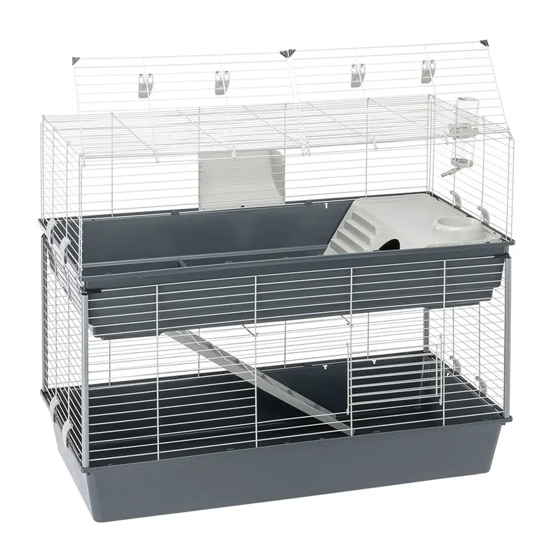 Ferplast Guinea Pig & Rabbit Home 240 Indoor Cage Grey 2 Storey