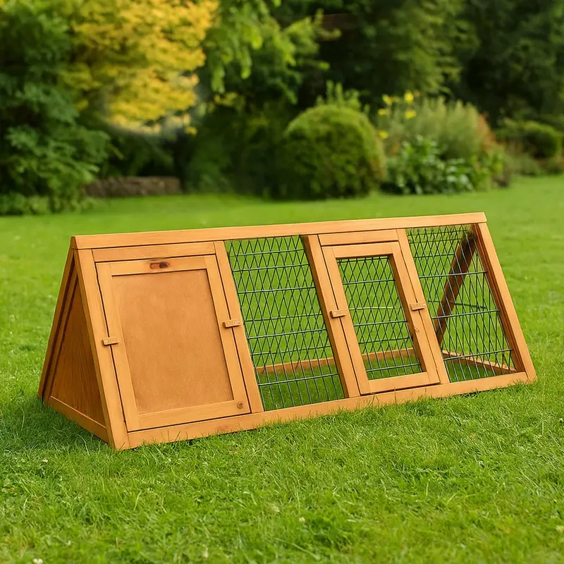 Home Discount Unisex Brown Pet Vida Triangle Wooden Pet Hutch Large Rabbit House