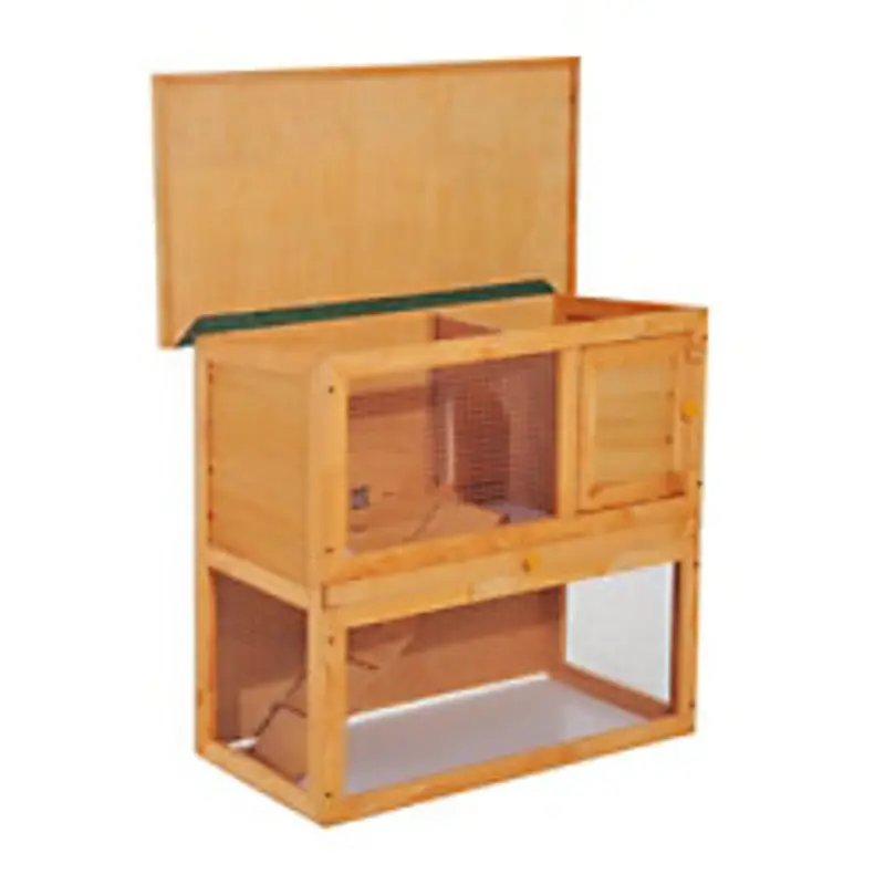 Pawhut Rabbit Hutch Vintage Yellow, Green 450 Mm X 900 Mm X 800 Mm