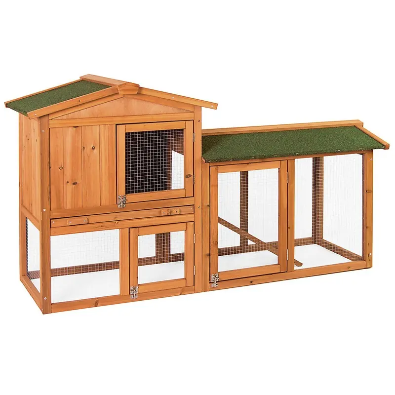 Pet Vida Wooden Pet Hutch With Ramp & Sliding Tray