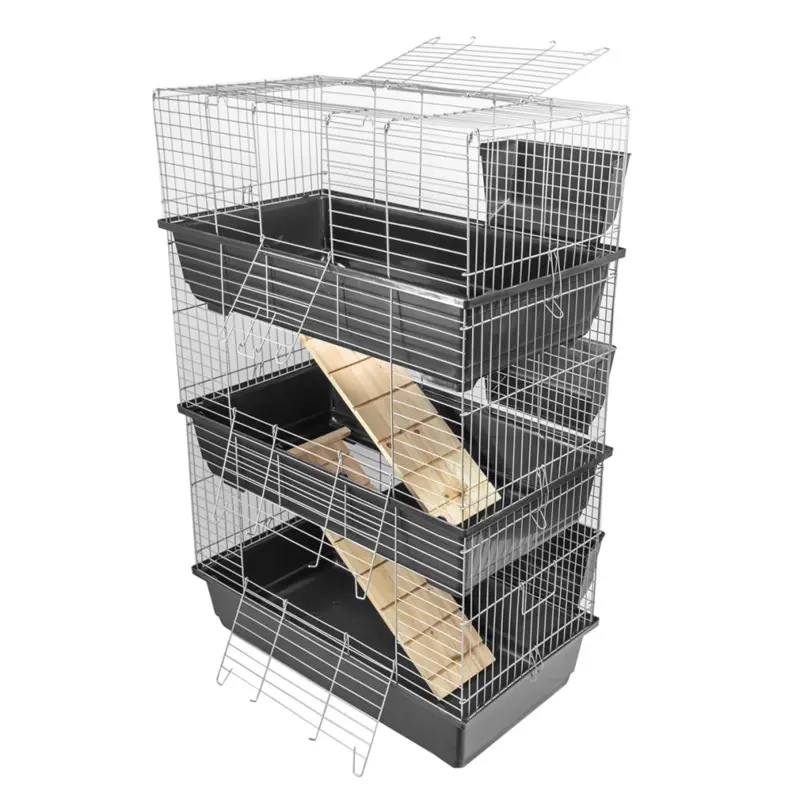 New Kct Triple Level Indoor Rabbit Animal Bunny Run Pet Cage - Dark/Grey Ppc432dg 80Cm