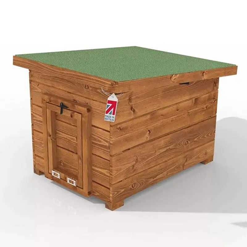 Home & Roost Brown Cosy Run Shelter With Removeable Roof & Drawbridge Style Entry