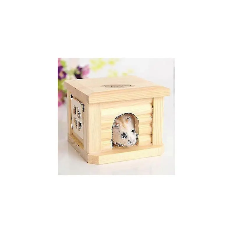 Pet Flat Roof Wooden House Hut Pets Cage For Animal Rabbit Hamster Small