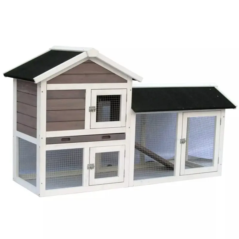 Vidaxl White/Brown @Pet Rabbit Hutch Bunny Animal House Cage Avoriaz And 20098 Small