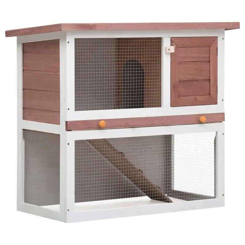 Berkfield Home Unisex Brown Outdoor Rabbit Hutch 1 Door Wood