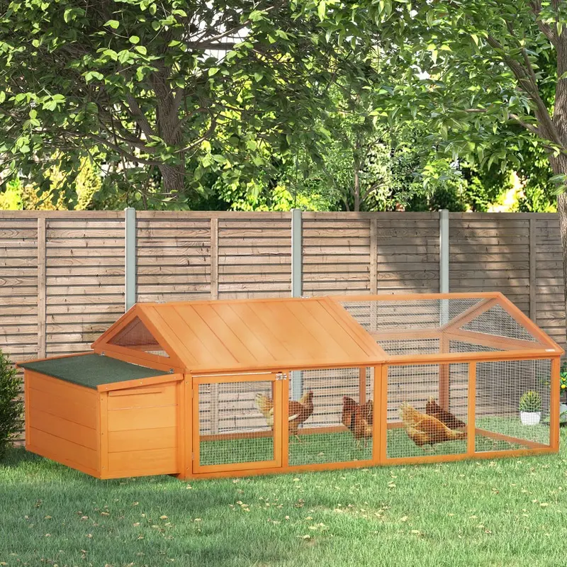 Pawhut Wooden Chicken Run With Nesting Box Openable Roof For 4-8 Chickens