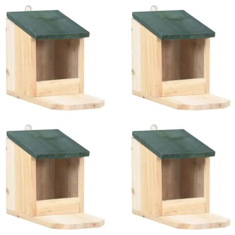 Vidaxl 4X Firwood Squirrel Houses Garden Wooden Holder Peanut Butter Feeder Size 4