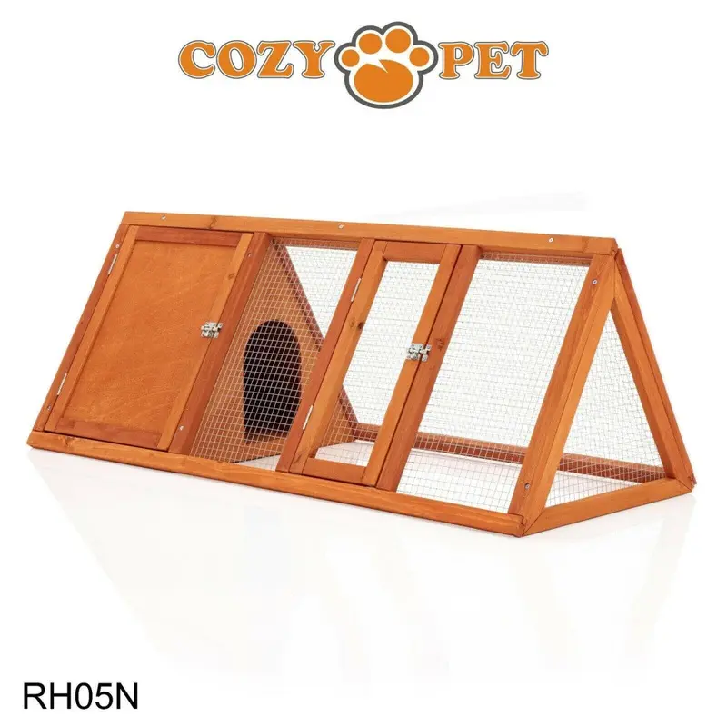 Cozy Pet Brown Triangular Rabbit Hutch Natural Guinea Pig Hutches Ferret Runs Rh05n