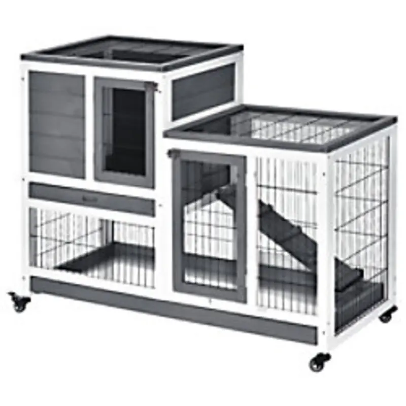 Pawhut Indoor Rabbit Hutch D51-125 860 X 1100 X 500 Mm Grey