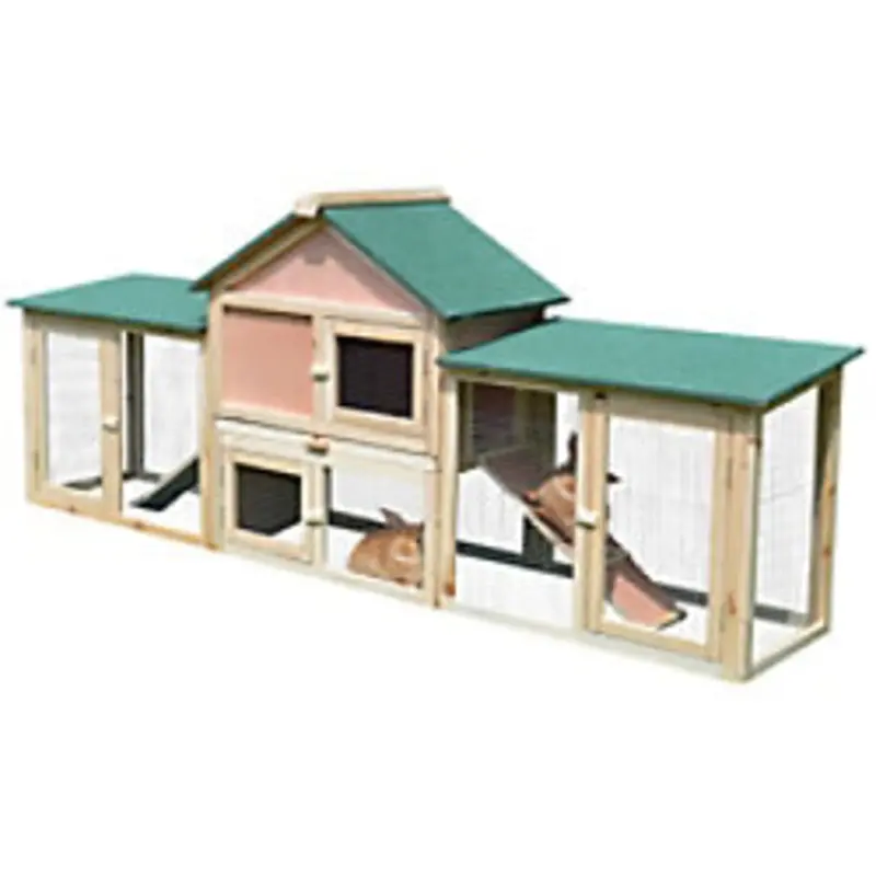 Pawhut Rabbit Hutch Natural 455 Mm X 2100 Mm X 845 Mm