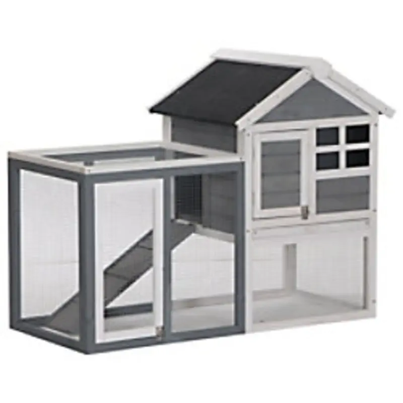 Pawhut Rabbit Hutch D51-088Gy 920 X 1220 X 626 Mm Grey