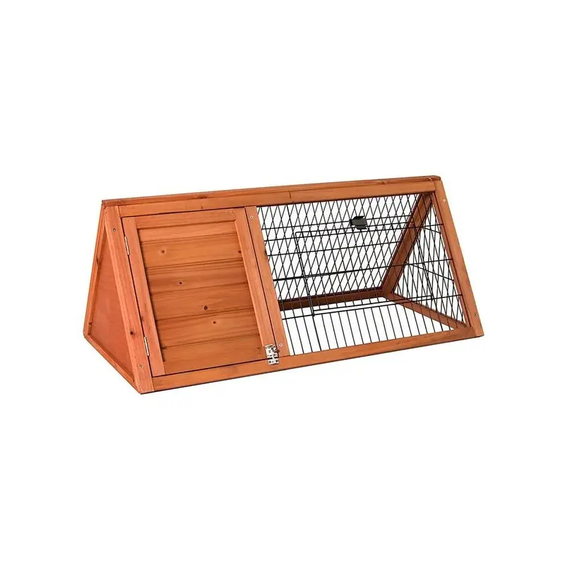 Home Discount Brown Triangle Pet Hutch With Run Wooden Cage Outdoor