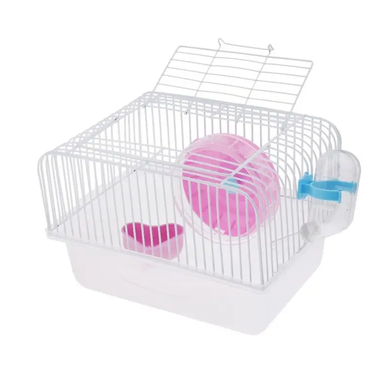 Red Portable Pet Hamster Cage Guinea Pig Gerbils Mice House With Heel Small