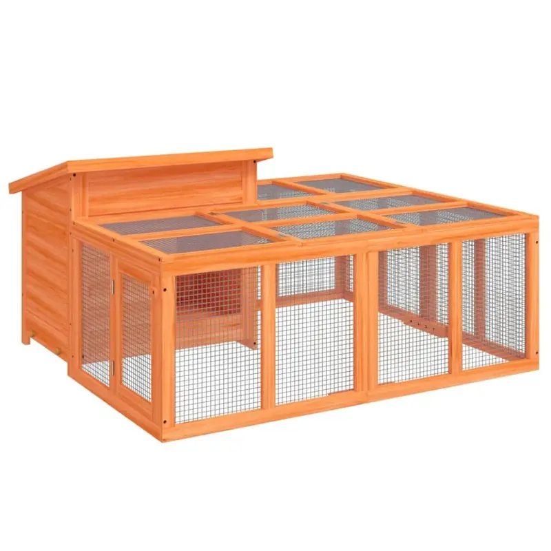 Vidaxl Brown Rabbit Hutch Rabbit Run Bunny House Animal House Solid Wood Pine