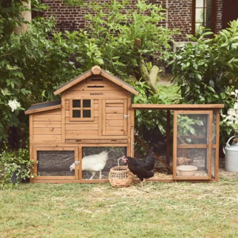 Sweeek Wooden Chicken Coop For 4 Chickens With Nesting Box Natural