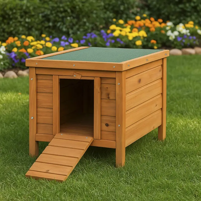 Home Discount Brown Pet Hutch With Run Wooden Cage Animal Lock Small