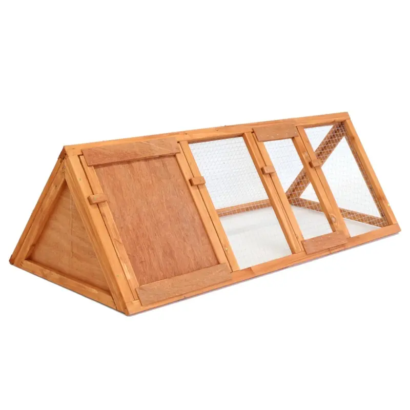 Oypla Unisex Brown Wooden Outdoor Triangle Rabbit Guinea Pig Hutch Run