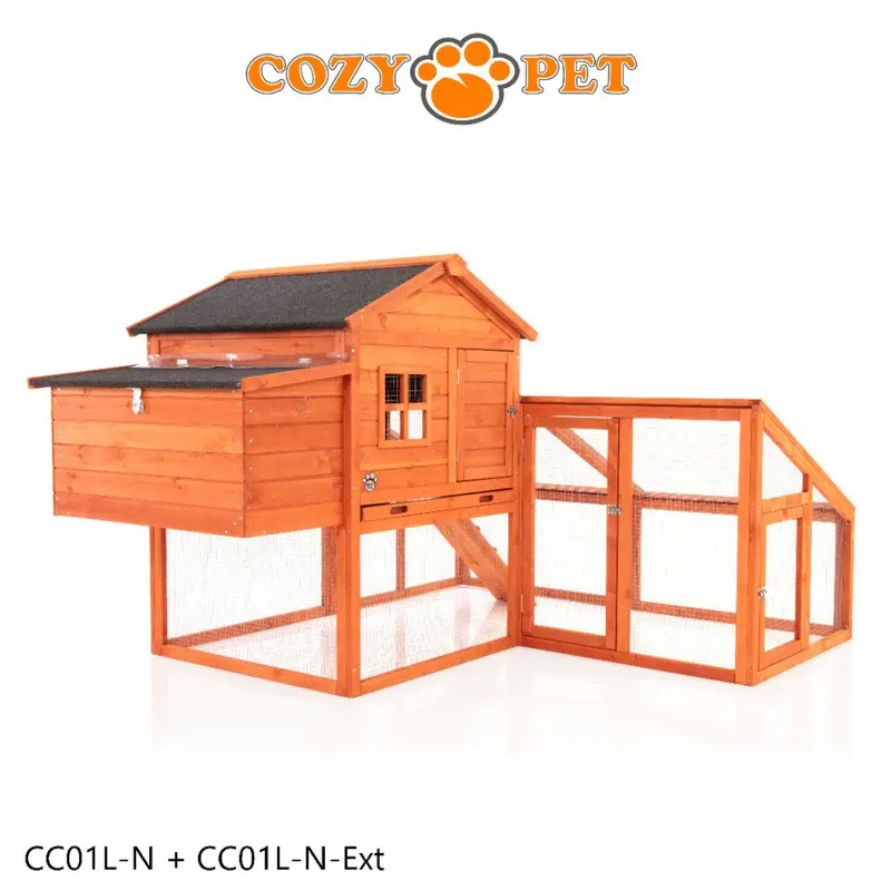Cozy Pet Chicken Coop Extended Run Hen House Poultry Hutch Run Cc01l-N+Ext Large