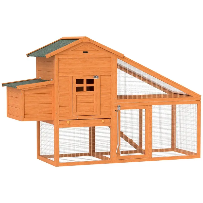 PawHut Wooden Chicken Coop with Run - Nesting Box - Slide-out Tray - Ramp  | TJ Hughes Yellow