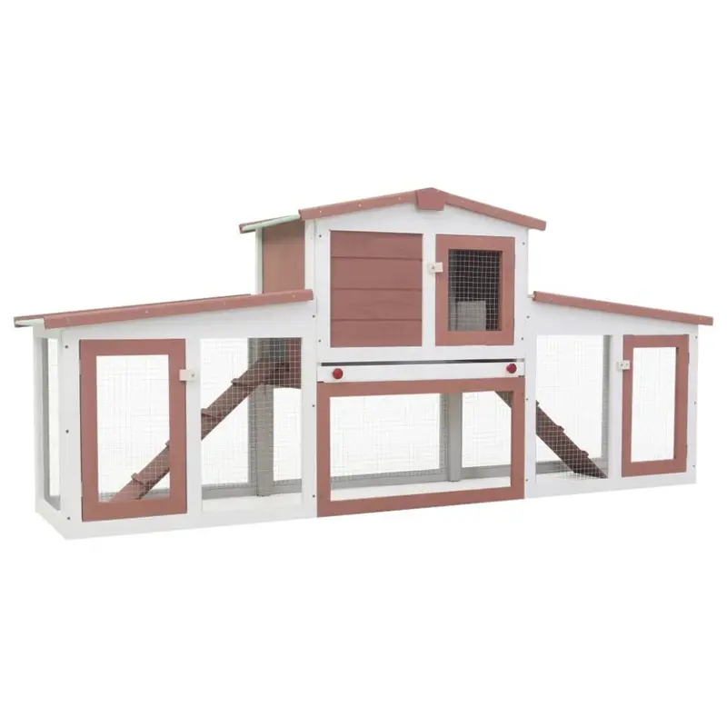 Vidaxl Brown/White Outdoor Rabbit Hutch And Wood Animal Shelter Small