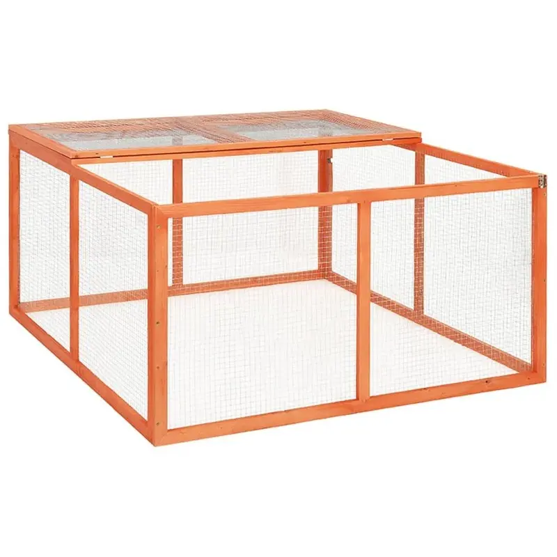Berkfield Home Unisex Brown Rabbit Hutch 124X120x60 Cm Solid Firwood