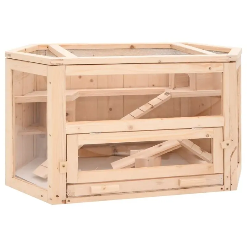 New Vidaxl Hamster Cage Animal Cage Hamster House Rat Cage Solid Wood Fir Small