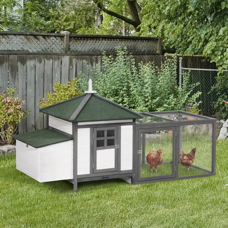 Pawhut Garden Chicken Coop Small Animal Pet Cage With Nesting Box Dark/Grey