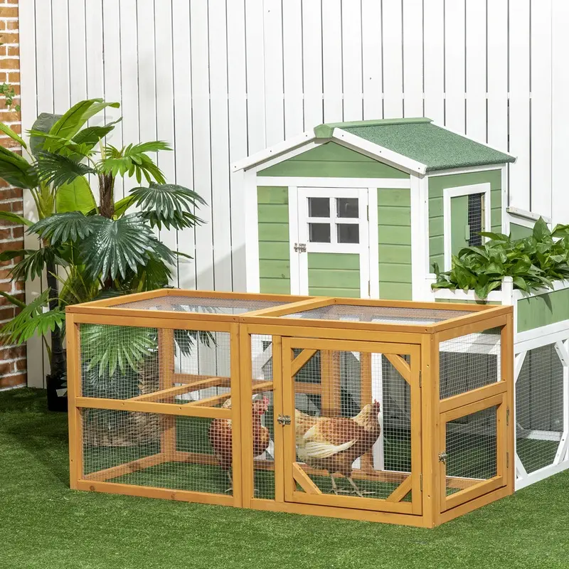 Pawhut Small Chicken Coop With Perches Doors Wood Orange