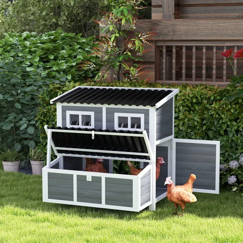 Pawhut Wooden Chicken Coop W/ Nesting Box For 4-6 Chickens, 100 X 86 X 100Cm Size 4