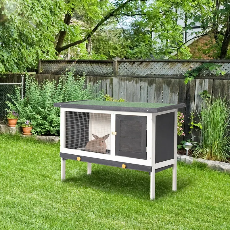 Pawhut Wooden Pet Hutch With Openable Roof 90Cm X 45Cm X 65Cm Green
