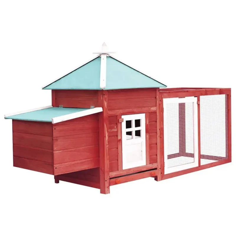 Vidaxl Red Solid Firwood Chicken Coop With Nest Box Wooden Hen House Hutch Small