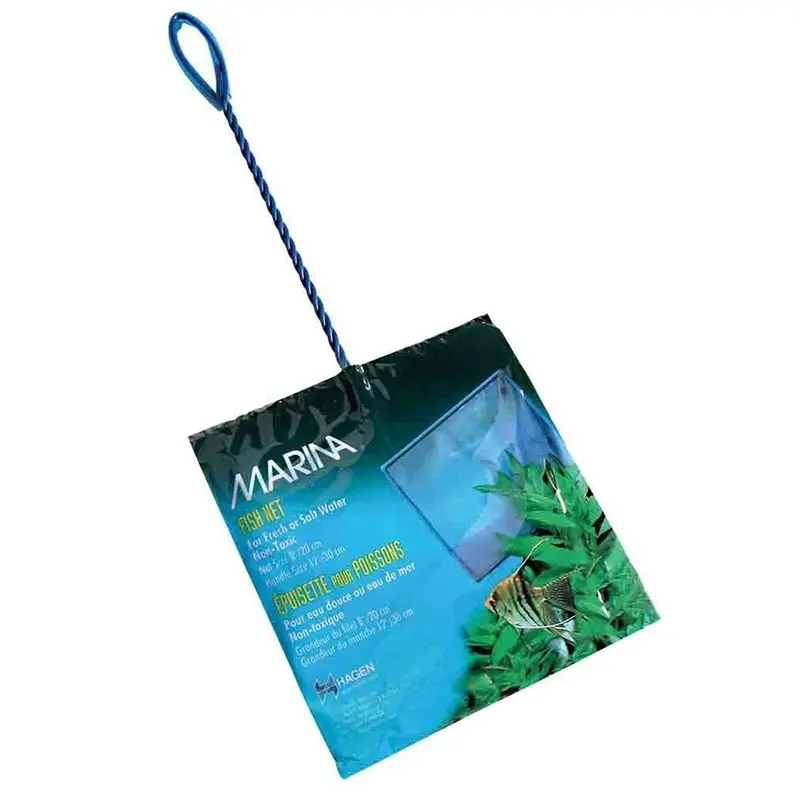 Marina 8-Inch Blue Fine Nylon Fish Net with 12-Inch Handle Fish Tank Aquarium