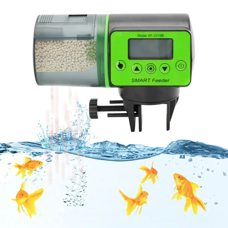 Black Automatic Fish Tank Auto Feeder Holiday Feeding Marine Feed Tropical Size 1
